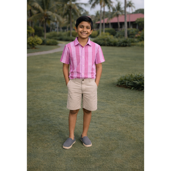 Pink Whisper Stripes  Boy Kid Shirt