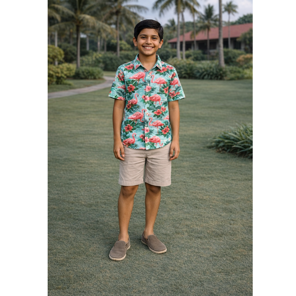 Flamingo Bloom Escape Boy Kid Shirt