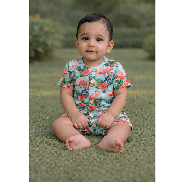 Flamingo Bloom Escape Baby Romper