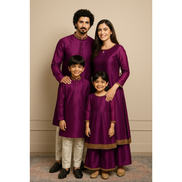 HERITAGE RAW SILK_MAGENTA_FAMILY PACKAGE
