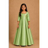 Vinayagar Chaturthi Green Colour- Girl Kid Dress