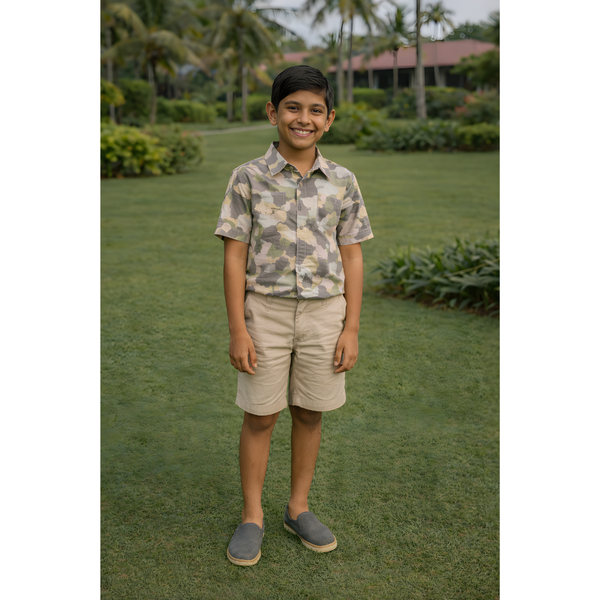 Earthy Blend Camouflage Boy Kid Shirt
