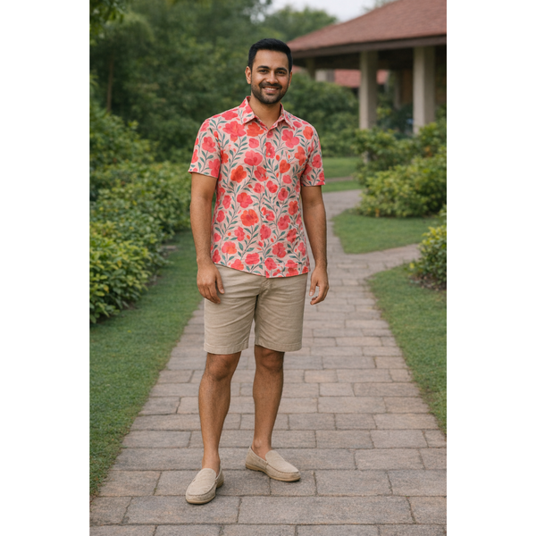 Red Blossom Family Dad Shirt