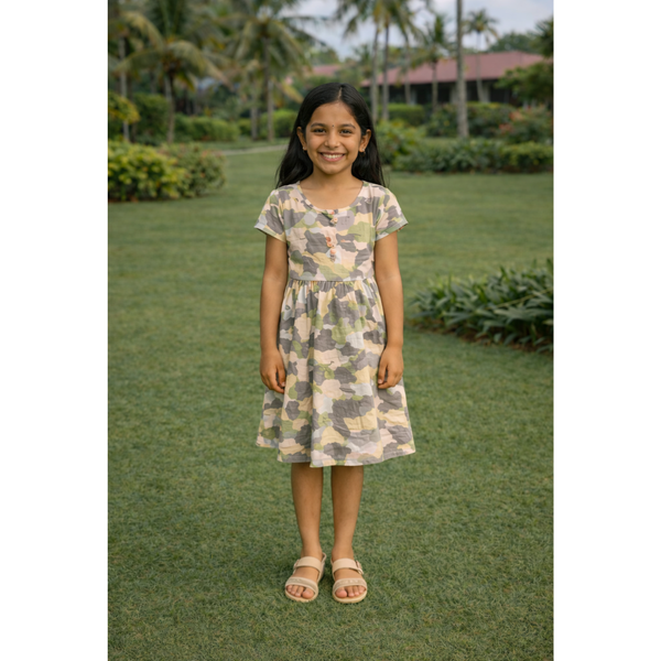 Earthy Blend Camouflage Girl Kid Dress