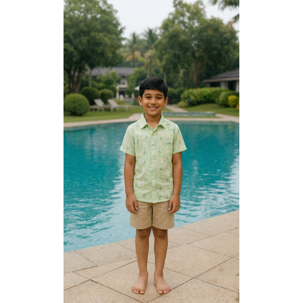 Bamboo Bliss Light Green Family Boy Kid Shirt