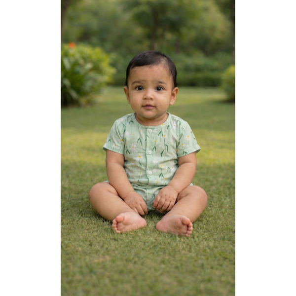 Bamboo Bliss Light Green Family Baby Romper