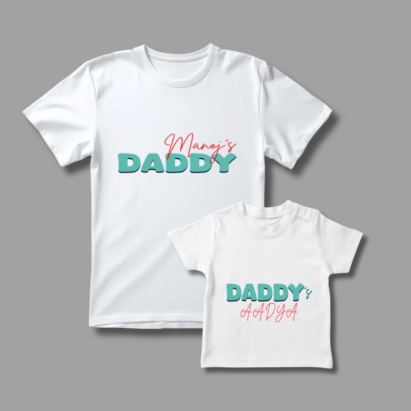 Celebrate the Fathers' day with "Daddy's baby and Baby's Daddy" Combo White T-shirt