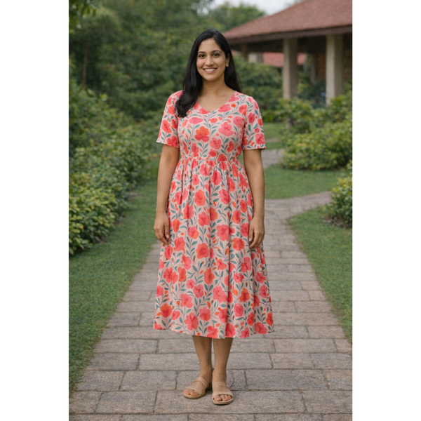 Red Blossom Family Mom Dress