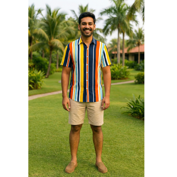 Bold Multicolor Stripe Dad Shirt