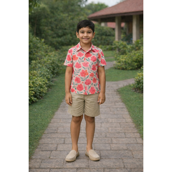 Red Blossom Family Boy Kid Shirt