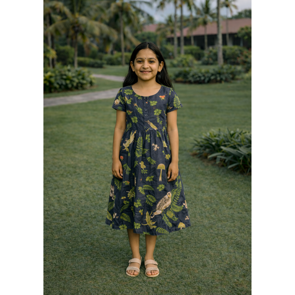 Forest Whisper Print Girl Kid Dress