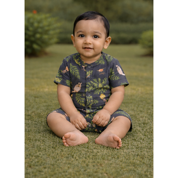 Forest Whisper Print Baby Romper