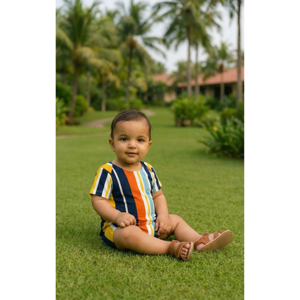 Bold Multicolor Stripe Baby Romper