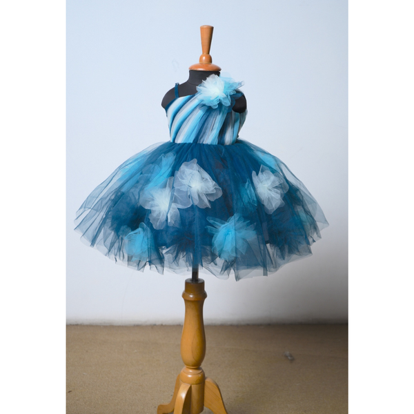 Ocean Bloom Tulle Party Frock - Girl Kid