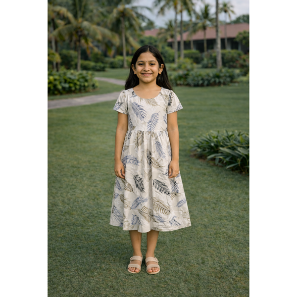 Tropical Mist Leaves Girl Kid Dress