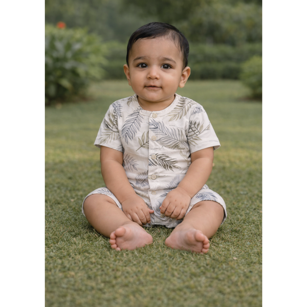 Tropical Mist Leaves Baby Romper
