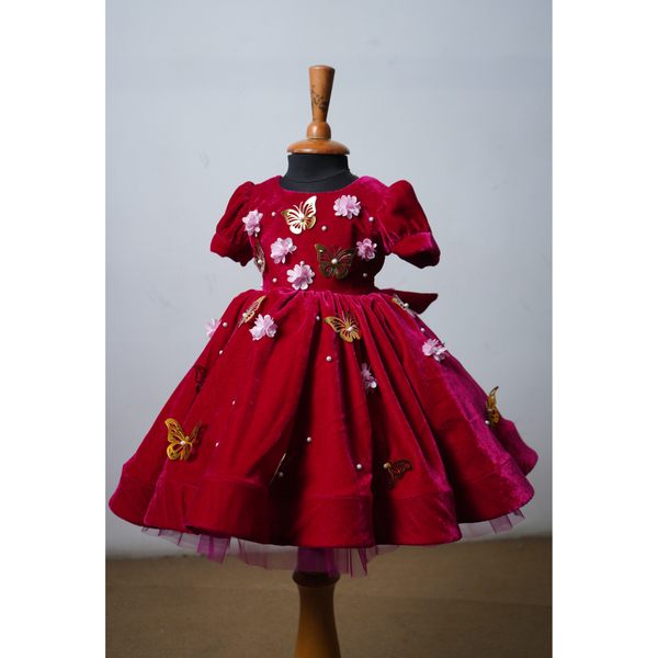 Butterfly Garden Velvet Party Frock