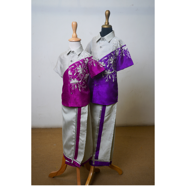Floral Cascade Matching Shirt Dhoti Combo - Sibling Combo