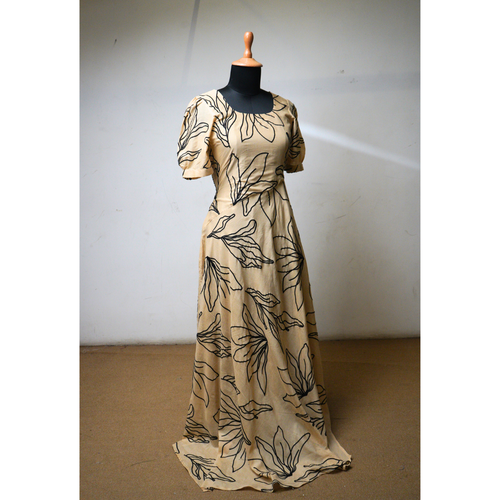 Botanical Outline Maxi Gown - Women Dress