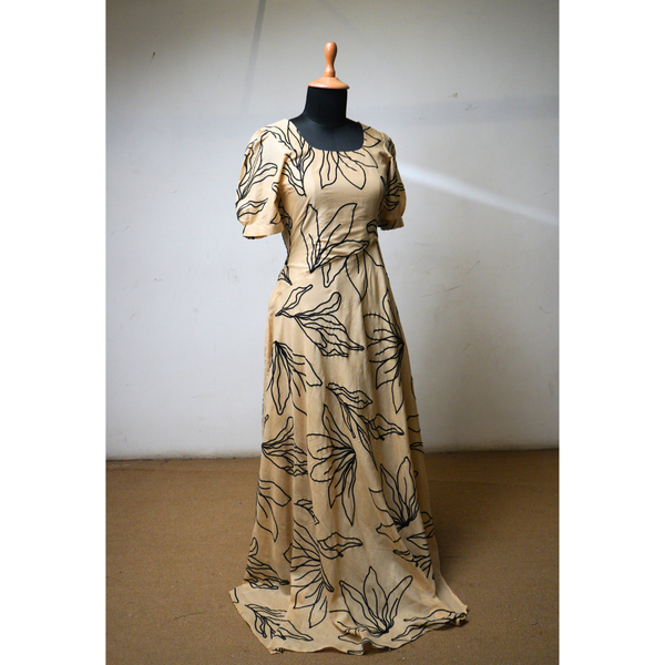 Botanical Outline Maxi Gown - Women Dress