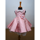 Pearl Collar Satin Party Dress-Girl Kid