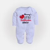 Mommy's Little Heartbreaker - Valentine's Day Themed Customized Sleep Suit For Babies - BABY BLUE - New Born (Chest 7.5")