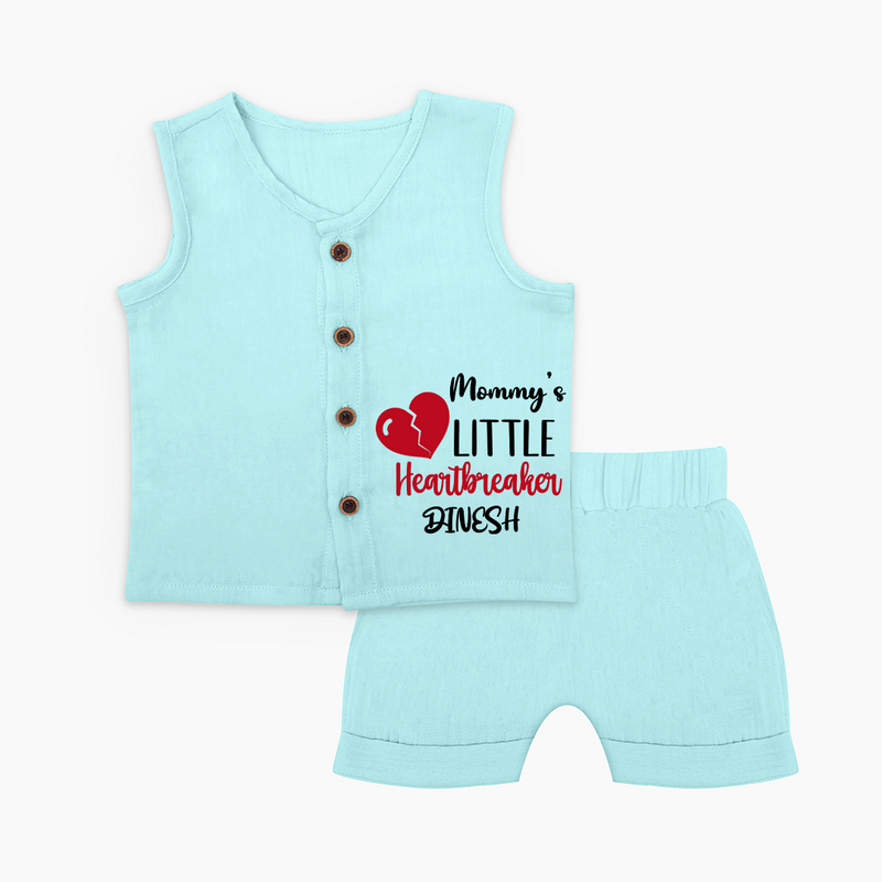 Mommy's Little Heartbreaker - Valentine's Day Themed Customized Jabla Set For Babies - BABY BLUE - 0 - 3 Months Old (Chest 9.8")