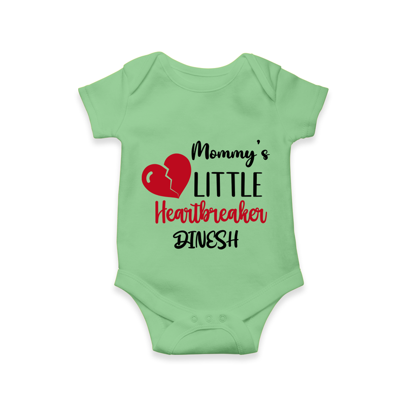 Mommy's Little Heartbreaker - Valentine's Day Themed Customized Romper For Babies - GREEN - 0 - 3 Months Old (Chest 16")