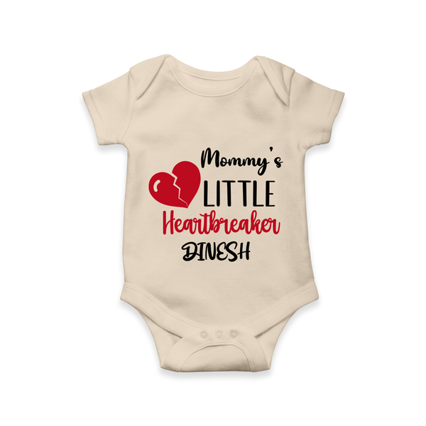Mommy's Little Heartbreaker - Valentine's Day Themed Customized Romper For Babies - IVORY - 0 - 3 Months Old (Chest 16")