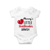 Mommy's Little Heartbreaker - Valentine's Day Themed Customized Romper For Babies - WHITE - 0 - 3 Months Old (Chest 16")