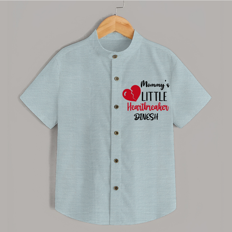 Mommy's Little Heartbreaker - Valentine's Day Themed Customized Shirt For Kids - ARCTIC BLUE - 0 - 6 Months Old (Chest 23")