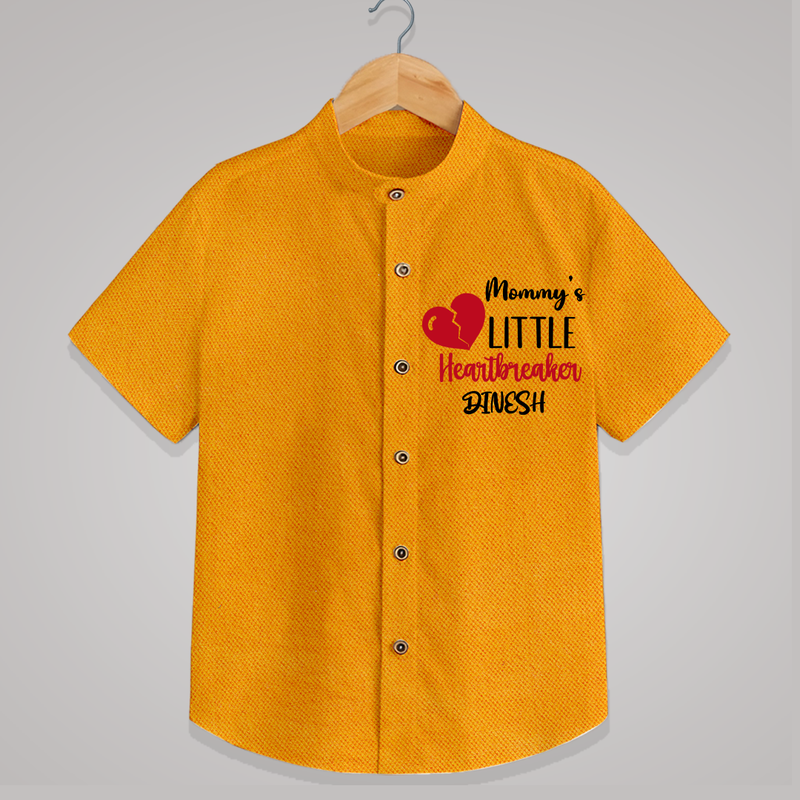 Mommy's Little Heartbreaker - Valentine's Day Themed Customized Shirt For Kids - CHROME YELLOW - 0 - 6 Months Old (Chest 23")