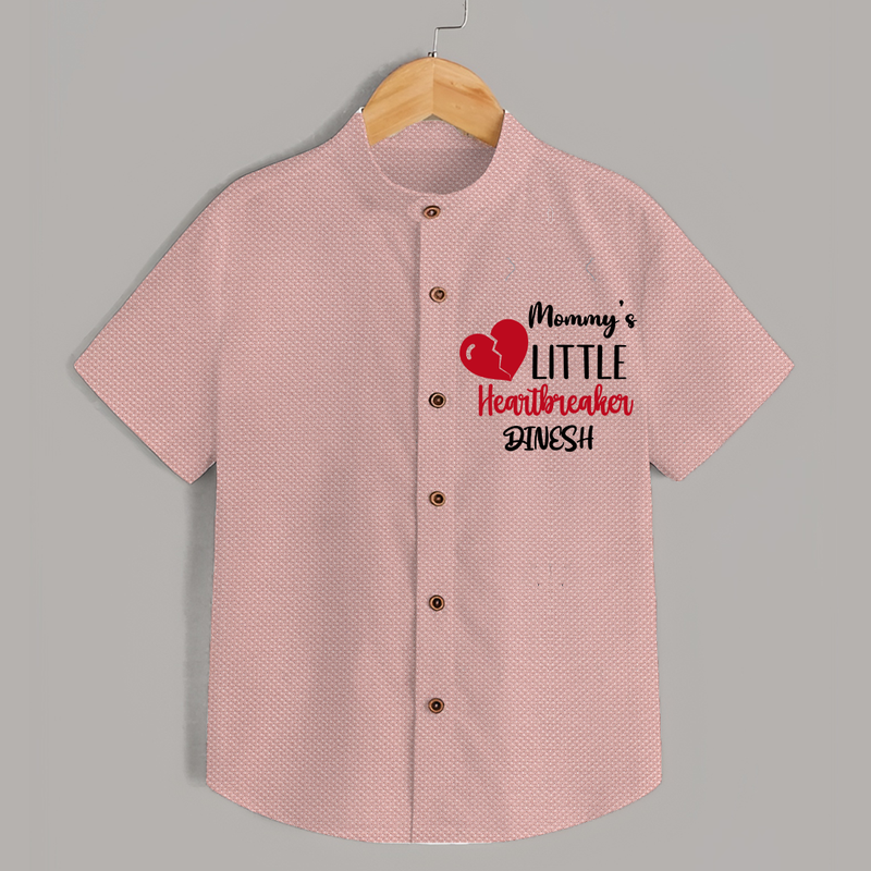 Mommy's Little Heartbreaker - Valentine's Day Themed Customized Shirt For Kids - PEACH - 0 - 6 Months Old (Chest 23")