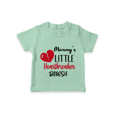 Mommy's Little Heartbreaker - Valentine's Day Themed Customized T-Shirt For Kids - MINT GREEN - 0-5 Months Old (Chest 17")