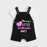 Mommy's Little Heartbreaker - Valentine's Day Themed Customized Dungaree Set For Kids - BLACK - 0 - 5 Months Old (Chest 18")