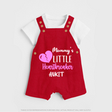 Mommy's Little Heartbreaker - Valentine's Day Themed Customized Dungaree Set For Kids - RED - 0 - 5 Months Old (Chest 18")