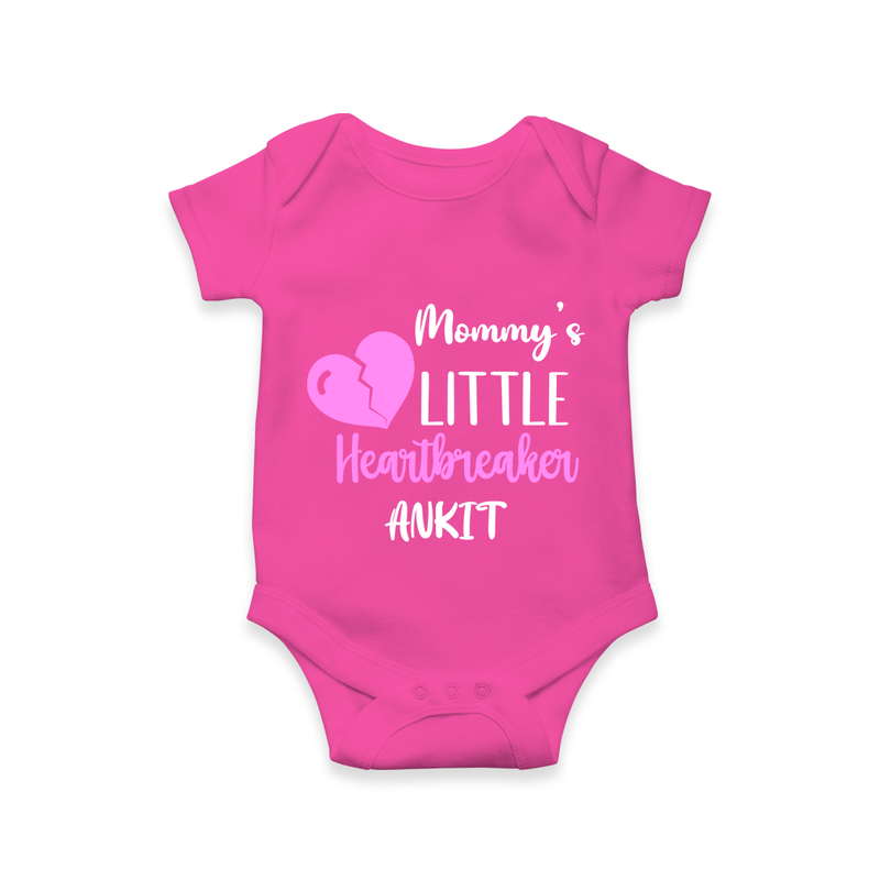 Mommy's Little Heartbreaker - Valentine's Day Themed Customized Romper For Babies - HOT PINK - 0 - 3 Months Old (Chest 16")