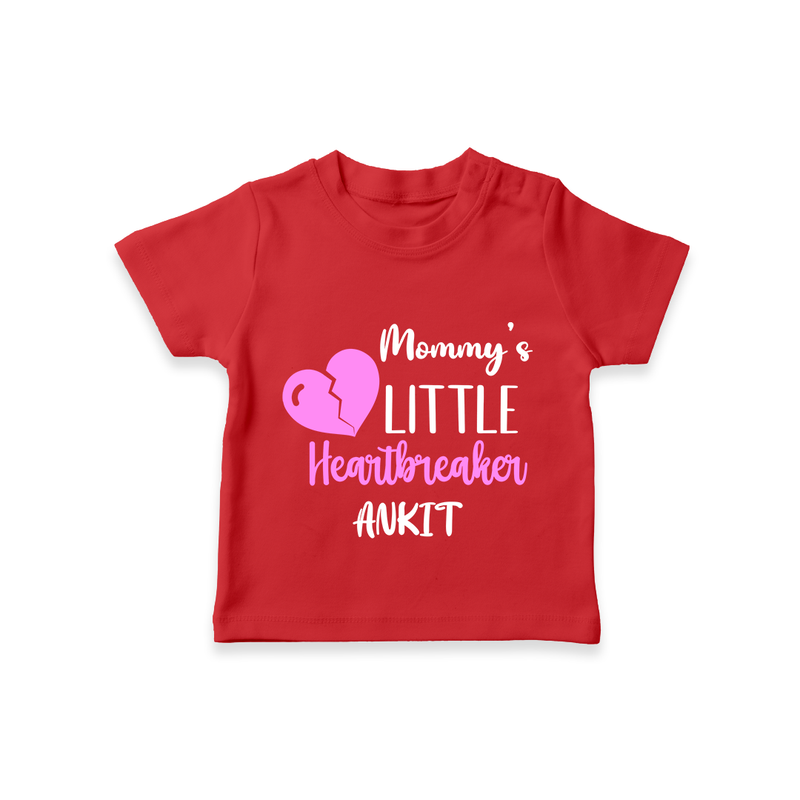 Mommy's Little Heartbreaker - Valentine's Day Themed Customized T-Shirt For Kids - RED - 0-5 Months Old (Chest 17")