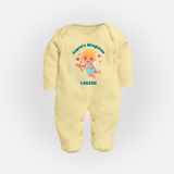 Cupid's WingMan - Valentine's Day Themed Customized Sleep Suit For Babies - PASTEL YELLOW - New Born (Chest 7.5")