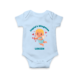 Cupid's WingMan - Valentine's Day Themed Customized Romper For Babies - BABY BLUE - 0 - 3 Months Old (Chest 16")