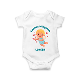 Cupid's WingMan - Valentine's Day Themed Customized Romper For Babies - WHITE - 0 - 3 Months Old (Chest 16")