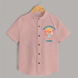 Cupid's WingMan - Valentine's Day Themed Customized Shirt For Kids - PEACH - 0 - 6 Months Old (Chest 23")