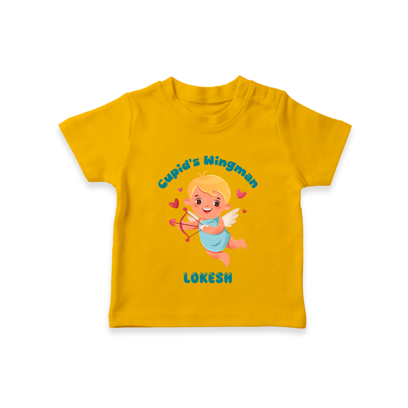 Cupid's WingMan - Valentine's Day Themed Customized T-Shirt For Kids - CHROME YELLOW - 0-5 Months Old (Chest 17")