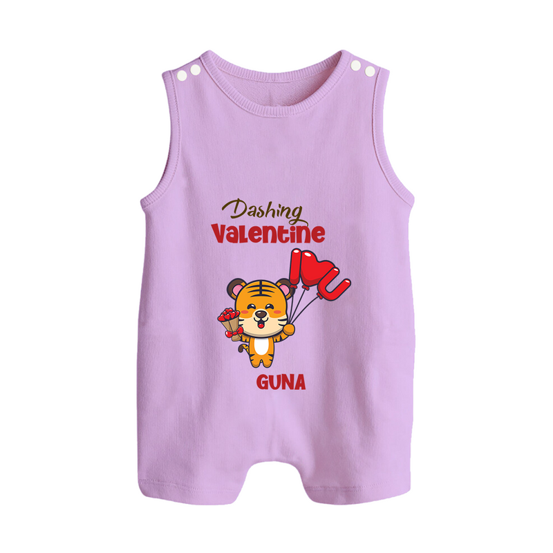 Dashing Valentine - Valentine's Day Themed Customized Romper Suit For Babies - LILAC - 0 - 5 Months Old (Chest 18")