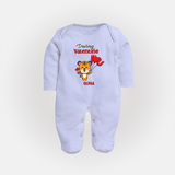 Dashing Valentine - Valentine's Day Themed Customized Sleep Suit For Babies - BABY BLUE - New Born (Chest 7.5")