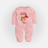 Dashing Valentine - Valentine's Day Themed Customized Sleep Suit For Babies - BABY PINK - New Born (Chest 7.5")