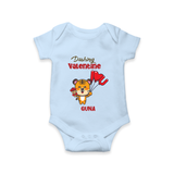 Dashing Valentine - Valentine's Day Themed Customized Romper For Babies - BABY BLUE - 0 - 3 Months Old (Chest 16")