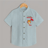 Dashing Valentine - Valentine's Day Themed Customized Shirt For Kids - ARCTIC BLUE - 0 - 6 Months Old (Chest 23")