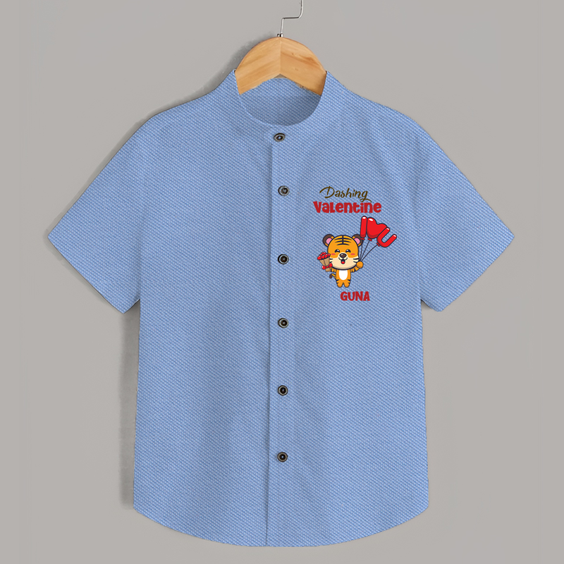 Dashing Valentine - Valentine's Day Themed Customized Shirt For Kids - SKY BLUE - 0 - 6 Months Old (Chest 23")