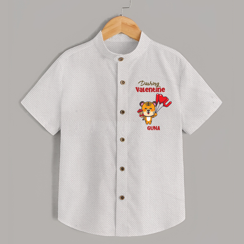 Dashing Valentine - Valentine's Day Themed Customized Shirt For Kids - WHITE - 0 - 6 Months Old (Chest 23")